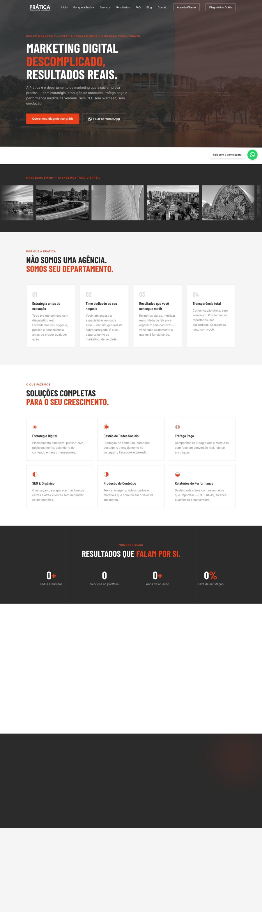 Site Prática Soluções & Marketing, página inicial